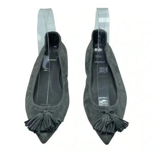 J. Crew Lottie tassel grey suede pointed toe ballet flats balletcore size 6.5
